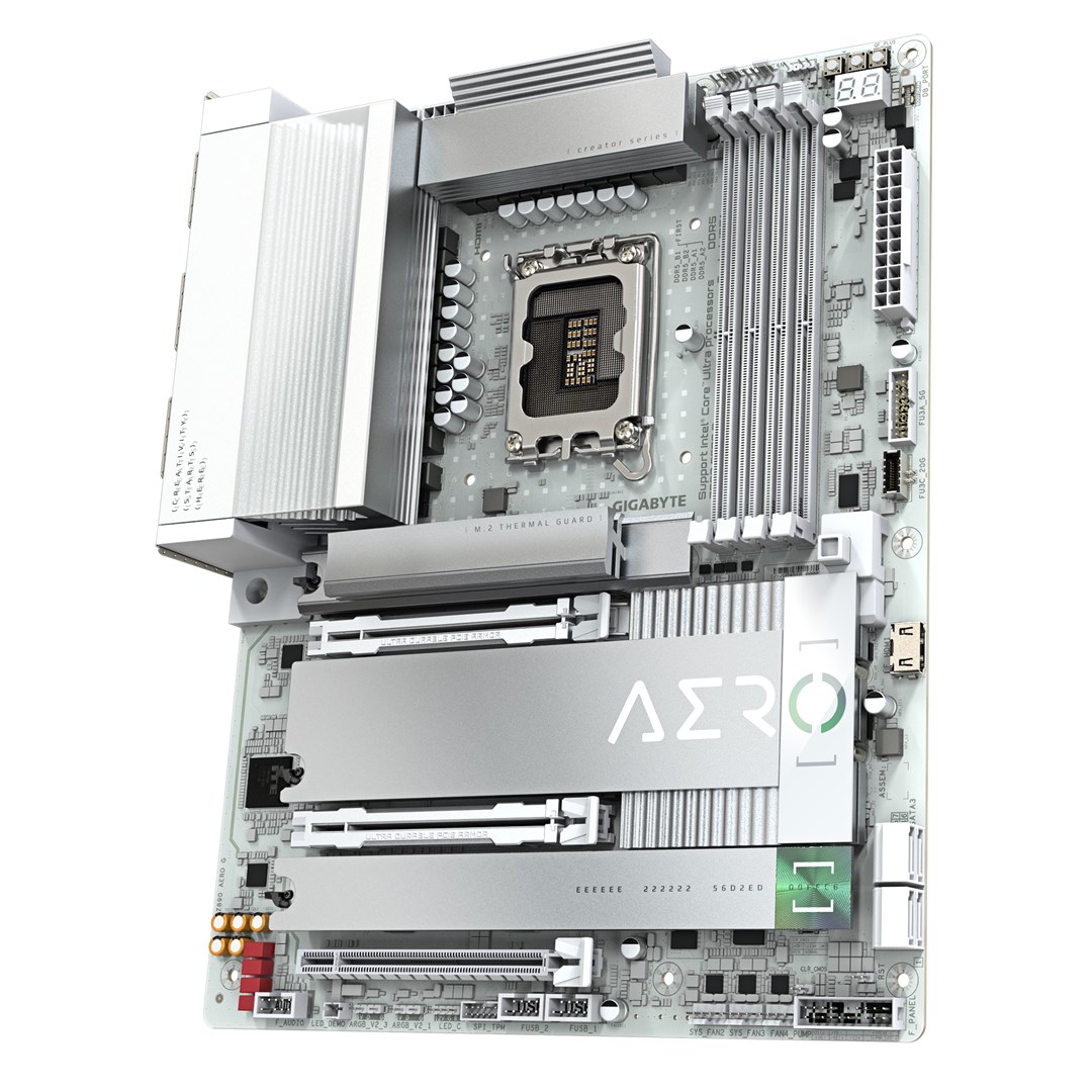 GIGABYTE Z890 AERO G Motherboard - Supports Intel Core Ultra (Series 2) CPUs, 16+1+2 phases VRM, up to 8800MHz DDR5 (OC), 1xPCIe 5.0 + 4xPCIe 4.0,Wi-Fi 7, 2.5GbE LAN, Thunderbolt 4 GIGABYTE Z890 AERO G Motherboard - Supports Intel Core Ultra (Series 2) CPUs, 16+1+2 phases VRM, up to 8800MHz DDR5 (OC), 1xPCIe 5.0 + 4xPCIe 4.0,Wi-Fi 7, 2.5GbE LAN, Thunderbolt 4