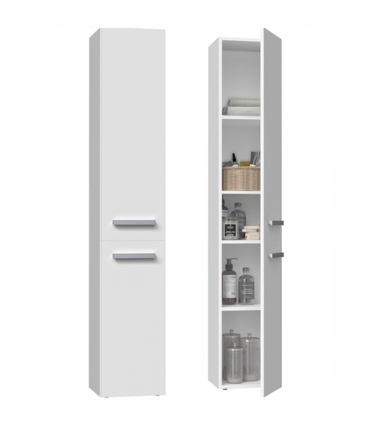 Bathroom cabinet NEL II 31x30x174 cm, matt white Bathroom cabinet NEL II 31x30x174 cm, matt white