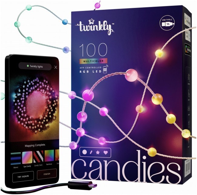 Twinkly Candies LED Christmas tree lights TWKP100RGB-T 6 m 100 pearl-shaped lights Twinkly Candies LED Christmas tree lights TWKP100RGB-T 6 m 100 pearl-shaped lights