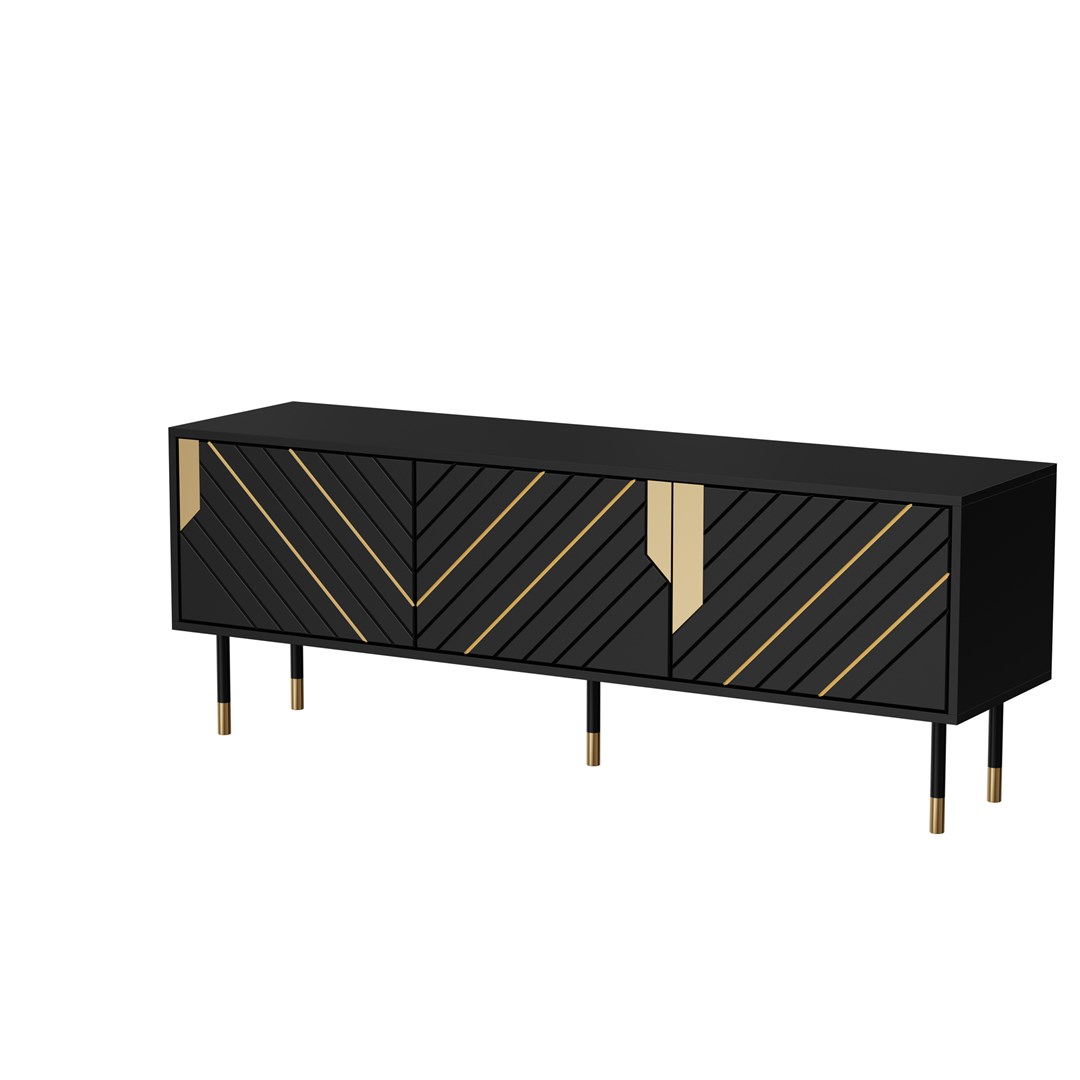 Cama 3D MOUNTAIN TV cabinet 154x40x55 black + gold Cama 3D MOUNTAIN TV cabinet 154x40x55 black + gold
