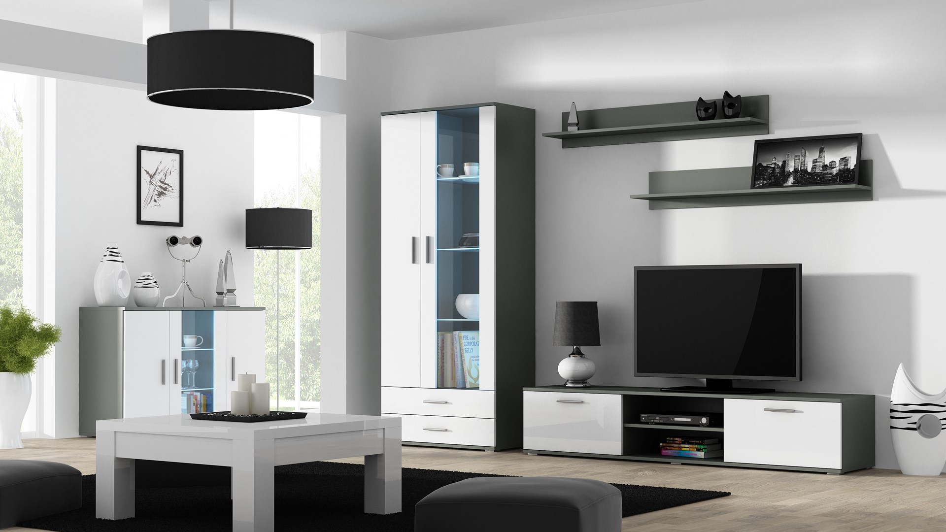 Cama sideboard 120 cm SOHO S7 grey/white gloss Cama sideboard 120 cm SOHO S7 grey/white gloss