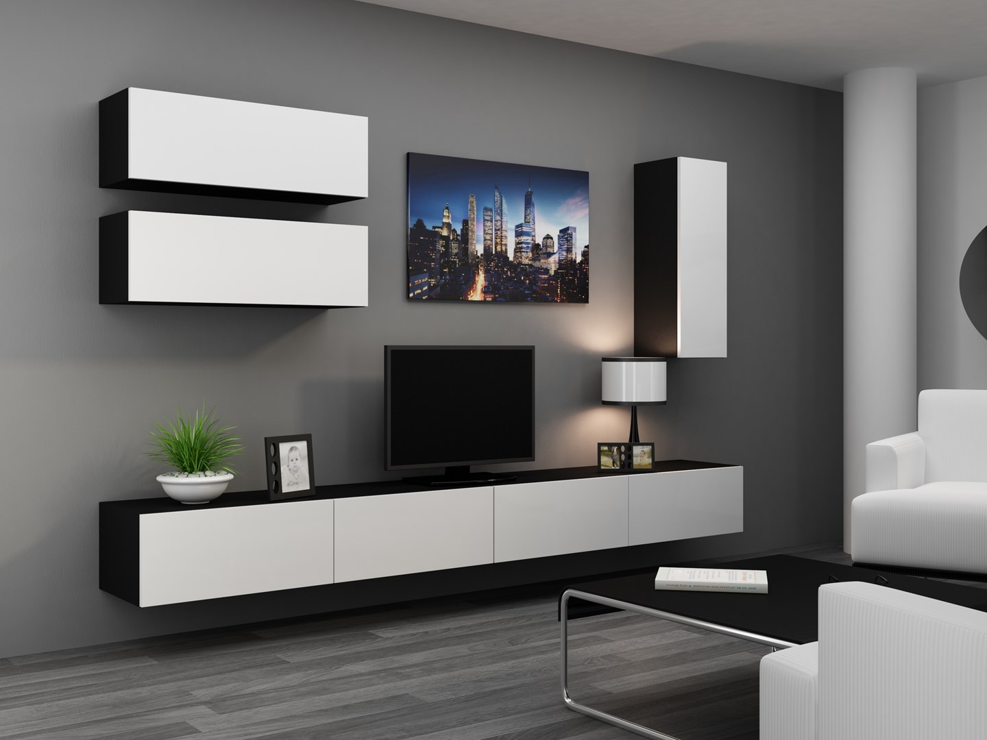 Cama TV stand VIGO 140 30/140/40 black/white gloss Cama TV stand VIGO 140 30/140/40 black/white gloss