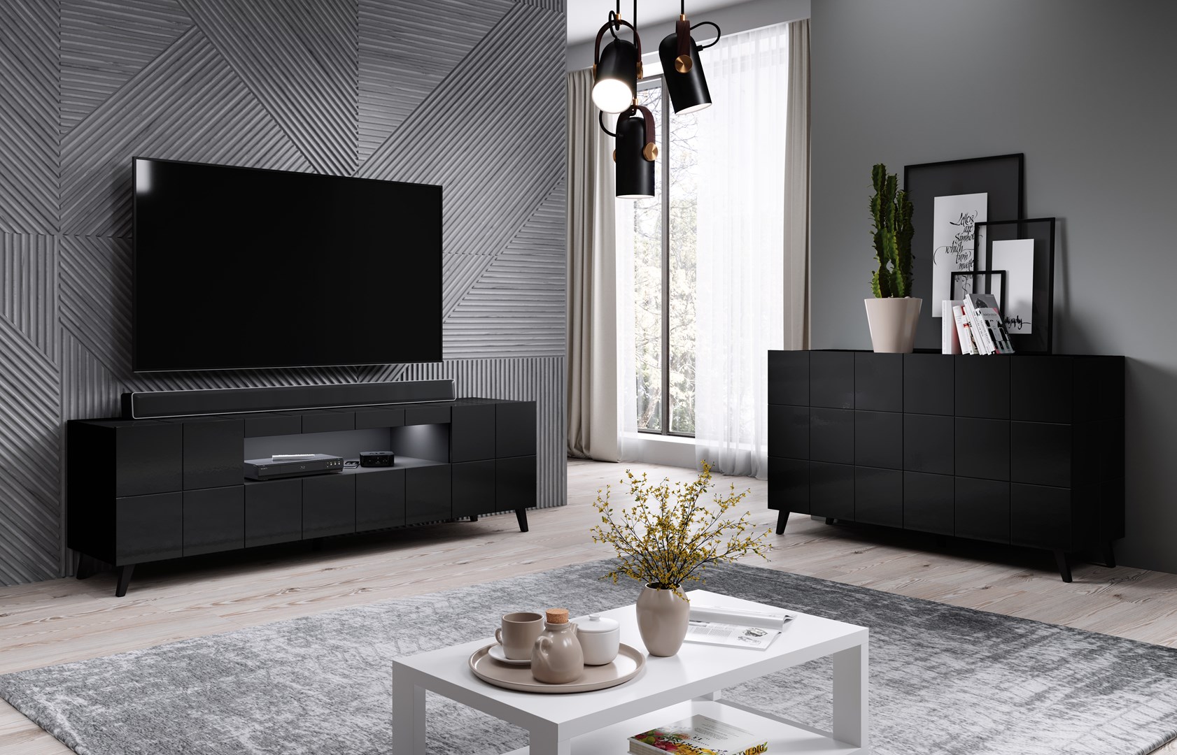 Cama TV stand REJA black gloss/black gloss Cama TV stand REJA black gloss/black gloss