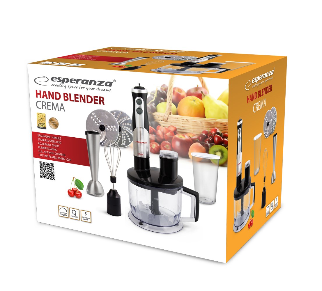 Esperanza EKM004 blender 0.6 L Immersion blender Black,Silver,Transparent 800 W Esperanza EKM004 blender 0.6 L Immersion blender Black,Silver,Transparent 800 W