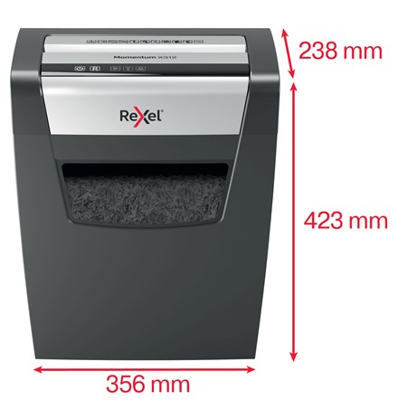 Rexel Momentum X312 paper shredder Particle-cut shredding Black, Grey Rexel Momentum X312 paper shredder Particle-cut shredding Black, Grey