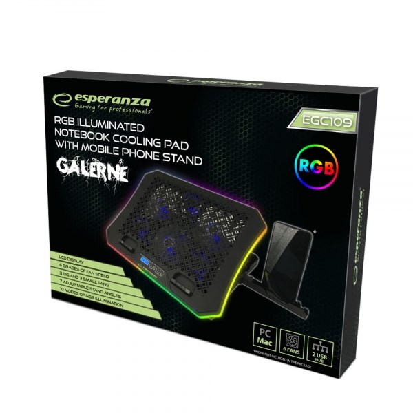 Esperanza GALERNE laptop cooling pad 48.3 cm (19") 2100 RPM Black Esperanza GALERNE laptop cooling pad 48.3 cm (19") 2100 RPM Black