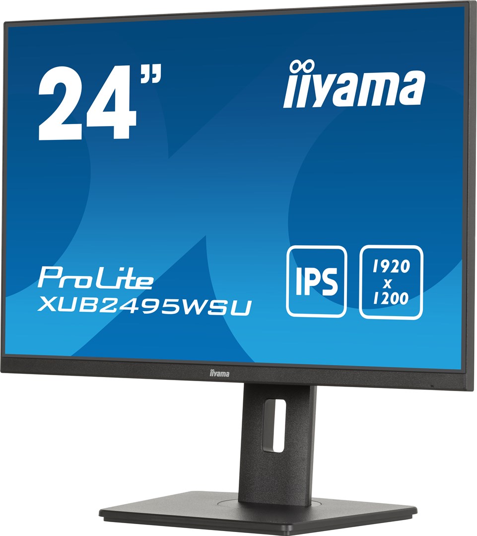 iiyama ProLite 24” 3-side borderless monitor featuring IPS (In-Plane-Switching) panel with a 16:10 aspect ratio and height-adjustable stand iiyama ProLite 24” 3-side borderless monitor featuring IPS (In-Plane-Switching) panel with a 16:10 aspect ratio and height-adjustable stand