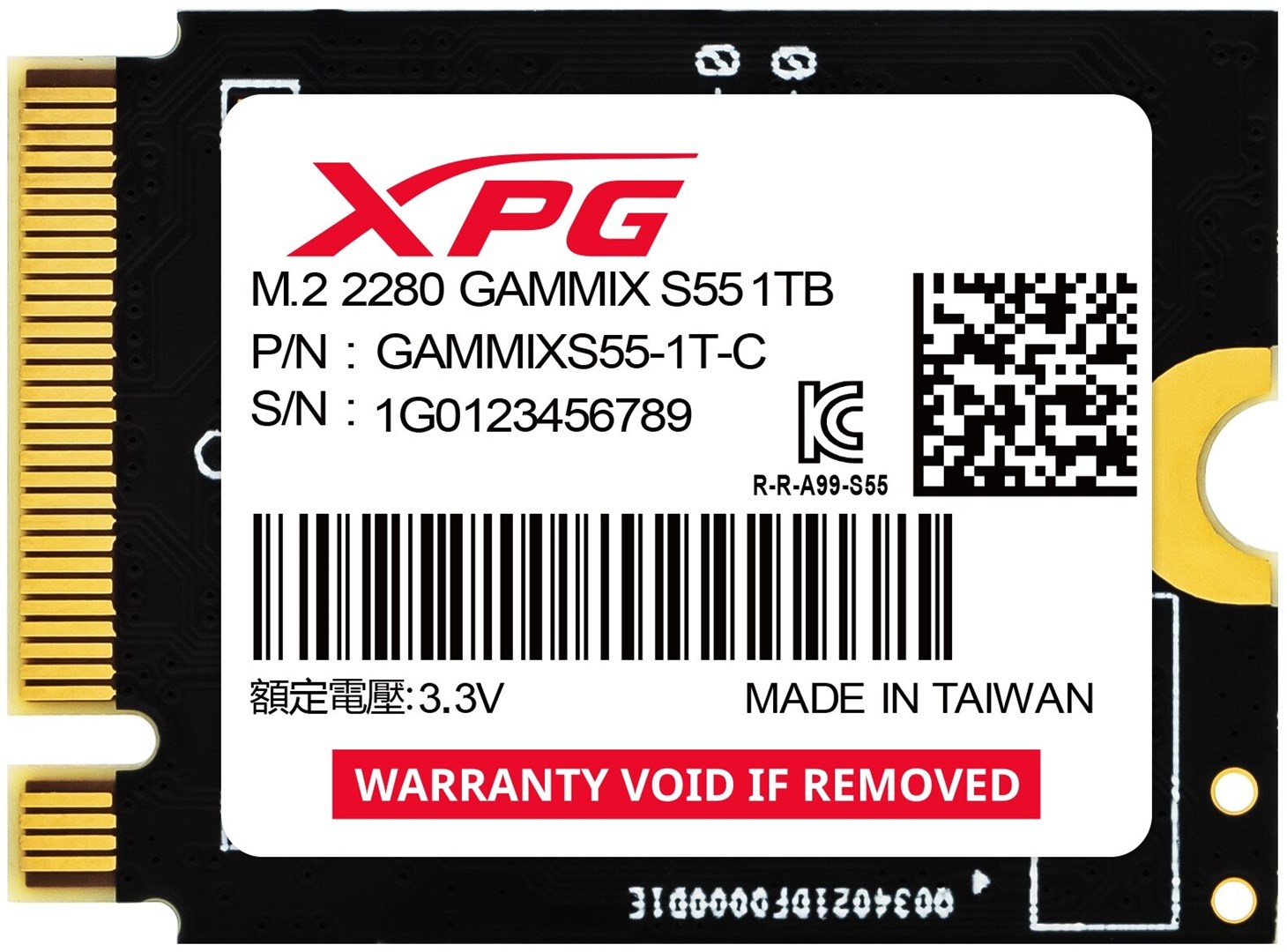 ADATA SSD GAMMIX S55 1TB Gen 4x4 2230 ADATA SSD GAMMIX S55 1TB Gen 4x4 2230