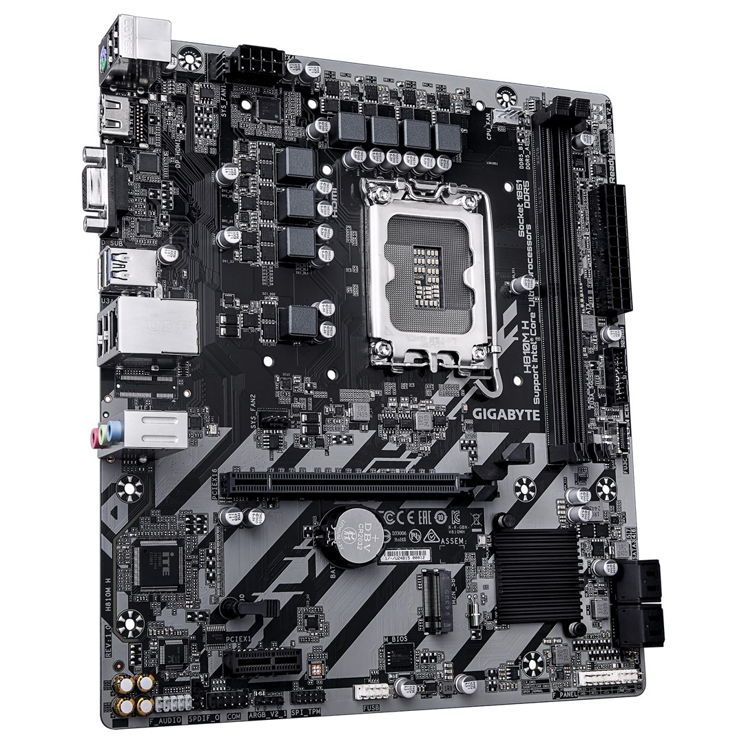 GIGABYTE H810M H Motherboard - Intel Core Ultra (Series 2) CPUs, 4+1+2 Phases VRM, up to 6400MHz DDR5, 1xPCIe 4.0 M.2, 1GbE LAN, USB 3.2 Gen 1 GIGABYTE H810M H Motherboard - Intel Core Ultra (Series 2) CPUs, 4+1+2 Phases VRM, up to 6400MHz DDR5, 1xPCIe 4.0 M.2, 1GbE LAN, USB 3.2 Gen 1