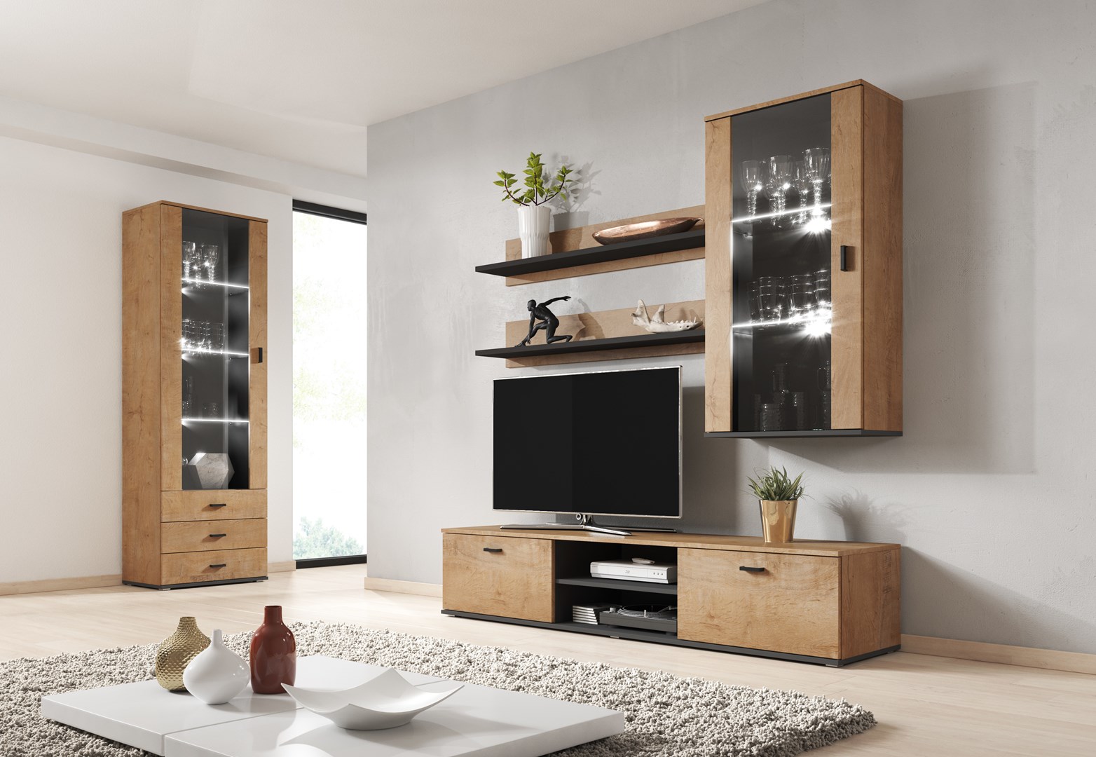 Cama display cabinet SOHO S1 lefkas oak/black Cama display cabinet SOHO S1 lefkas oak/black