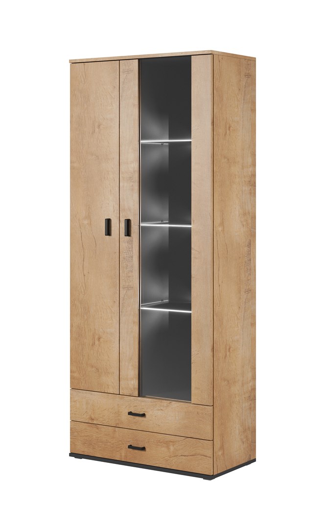Cama display cabinet SOHO S6 2D2S lefkas oak/black Cama display cabinet SOHO S6 2D2S lefkas oak/black