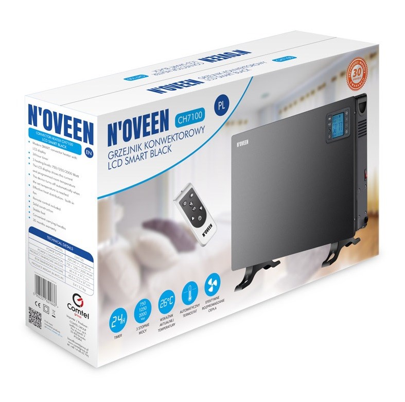 CONVECTOR HEATER NOVEEN CH7100 LCD SMART BLACK CONVECTOR HEATER NOVEEN CH7100 LCD SMART BLACK