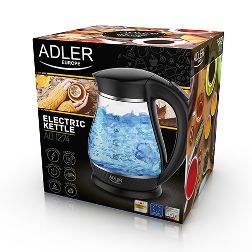 Adler AD 1274 B electric kettle 1.7 L 2200 W Black, Transparent Adler AD 1274 B electric kettle 1.7 L 2200 W Black, Transparent