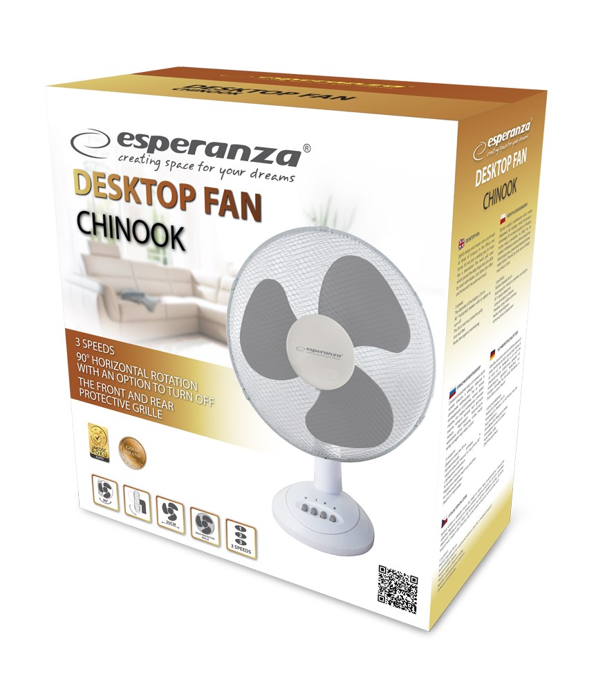 Esperanza EHF003WE, 12'' desk fan, White and Gray Esperanza EHF003WE, 12'' desk fan, White and Gray