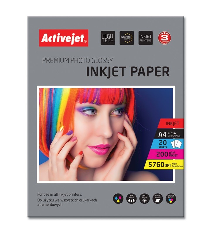 Activejet AP4-200G20 Paper photo glossy (A4; 20 pcs.) Activejet AP4-200G20 Paper photo glossy (A4; 20 pcs.)