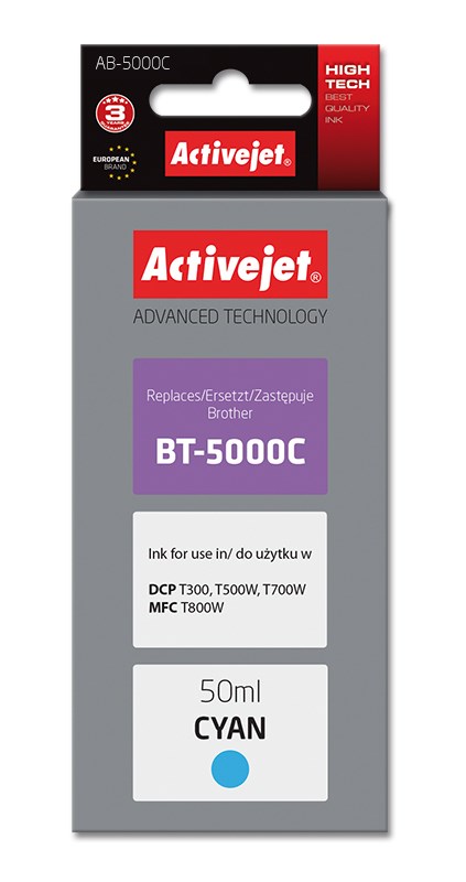 Activejet AB-5000C Ink Bottle (Replacement for Brother BT-5000C; Supreme; 50 ml; cyan) Activejet AB-5000C Ink Bottle (Replacement for Brother BT-5000C; Supreme; 50 ml; cyan)