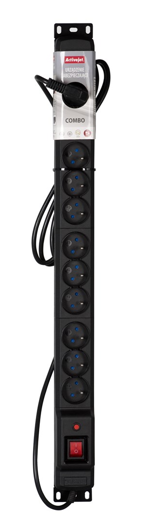 Activejet COMBO 12 socket power strip 5m black Activejet COMBO 12 socket power strip 5m black