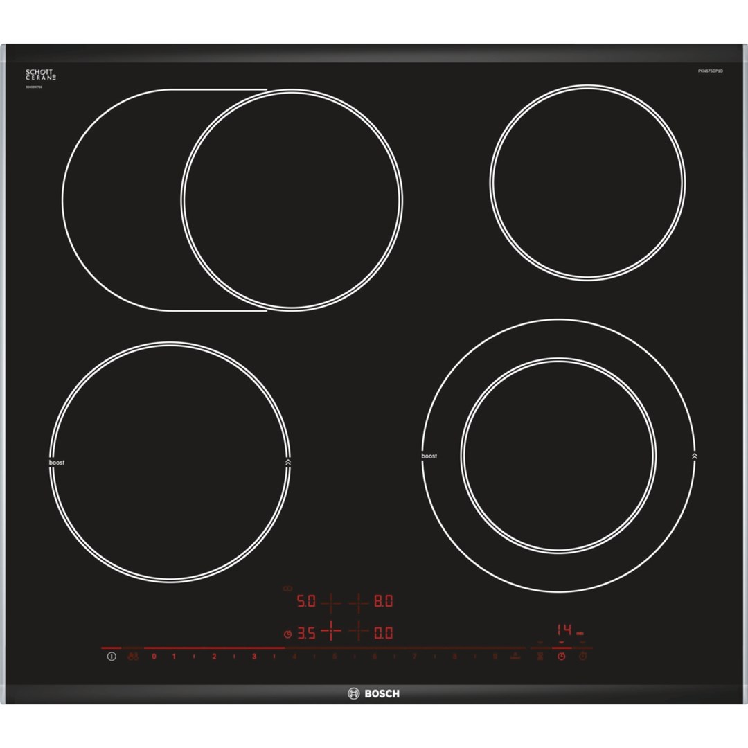 Bosch Serie 8 PKN675DP1D hob Black, Stainless steel Built-in Ceramic 4 zone(s) Bosch Serie 8 PKN675DP1D hob Black, Stainless steel Built-in Ceramic 4 zone(s)