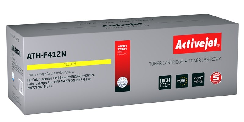 Activejet ATH-F412N toner (replacement for HP 410A CF412A; Supreme; 2300 pages; yellow) Activejet ATH-F412N toner (replacement for HP 410A CF412A; Supreme; 2300 pages; yellow)