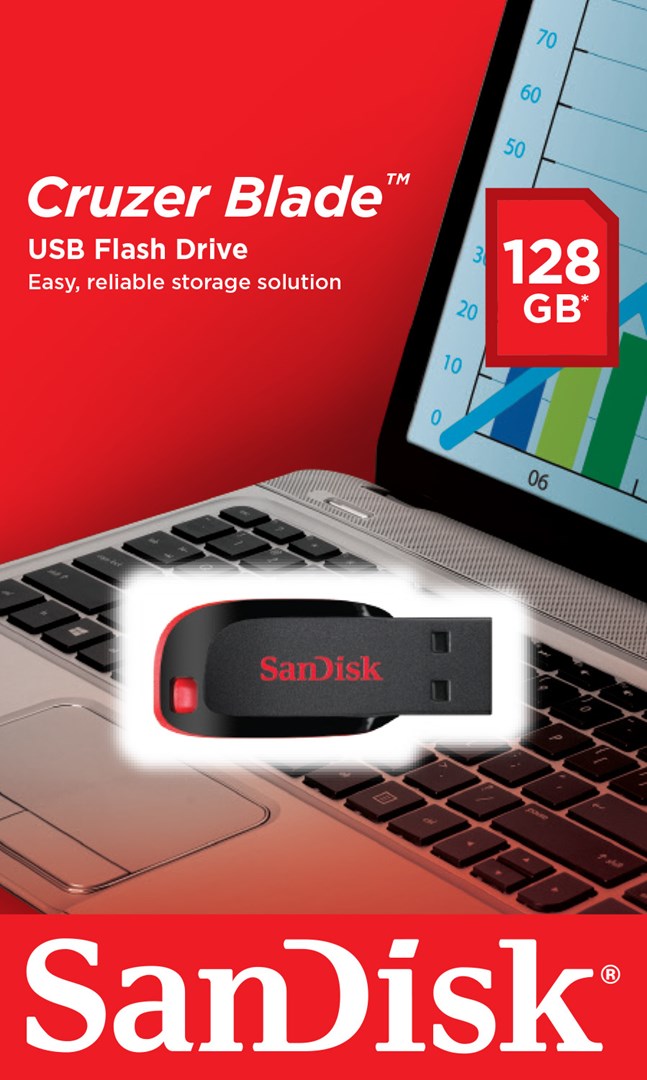 SanDisk Cruzer Blade USB flash drive 128 GB USB Type-A 2.0 Black, Red SanDisk Cruzer Blade USB flash drive 128 GB USB Type-A 2.0 Black, Red