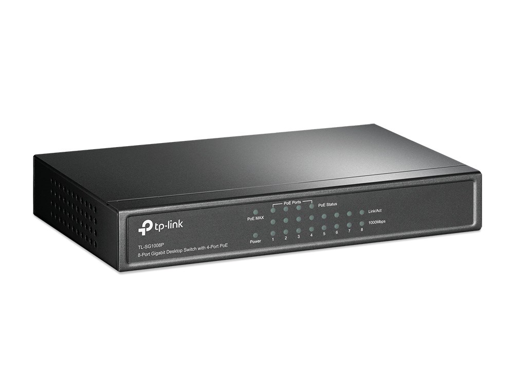 TP-Link 8-Port Gigabit Desktop PoE Switch with 4-Port TP-Link 8-Port Gigabit Desktop PoE Switch with 4-Port