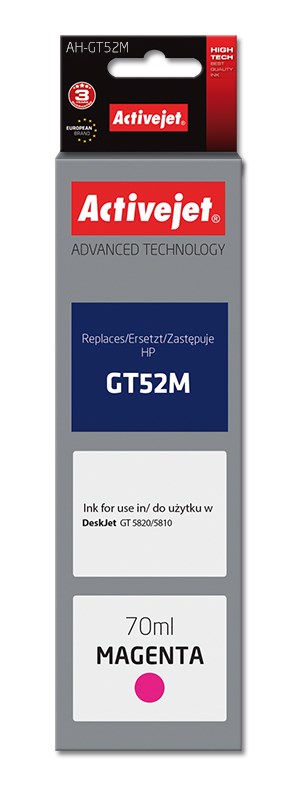 Activejet AH-GT52M ink (replacement for HP GT-52M M0H55AE; Supreme; 70 ml; magenta) Activejet AH-GT52M ink (replacement for HP GT-52M M0H55AE; Supreme; 70 ml; magenta)