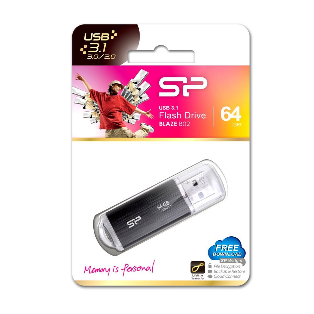 SILICON POWER Blaze B02 Pendrive USB flash drive 64 GB USB Type-A 3.2 Gen 1 (SP064GBUF3B02V1K) Black SILICON POWER Blaze B02 Pendrive USB flash drive 64 GB USB Type-A 3.2 Gen 1 (SP064GBUF3B02V1K) Black