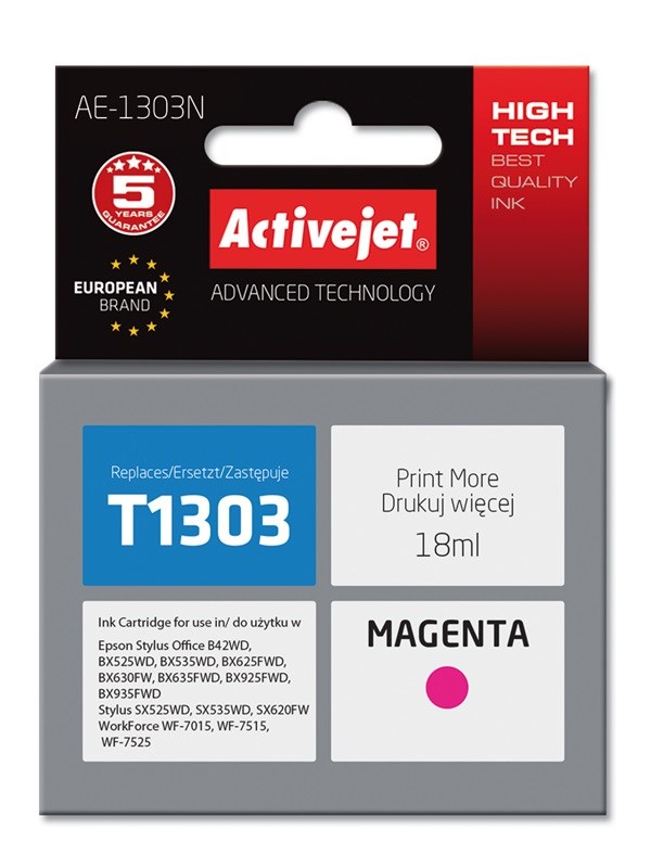 Activejet AE-1303N Ink (replacement for Epson T1303; Supreme; 18 ml; magenta) Activejet AE-1303N Ink (replacement for Epson T1303; Supreme; 18 ml; magenta)