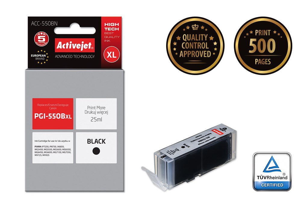 Activejet ACC-550BN Ink cartridge (replacement for Canon PGI-550BK; Supreme; 25 ml; black) Activejet ACC-550BN Ink cartridge (replacement for Canon PGI-550BK; Supreme; 25 ml; black)