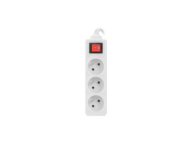 LANBERG POWER STRIP 3M WHITE, 3X 230V PL, WITH SWITCH LANBERG POWER STRIP 3M WHITE, 3X 230V PL, WITH SWITCH