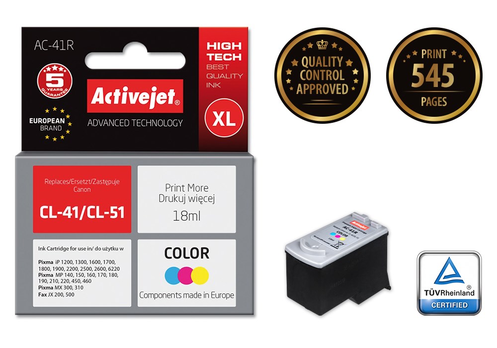 Activejet AC-41R Ink cartridge (replacement for Canon CL-41; Premium; 18 ml; color) Activejet AC-41R Ink cartridge (replacement for Canon CL-41; Premium; 18 ml; color)