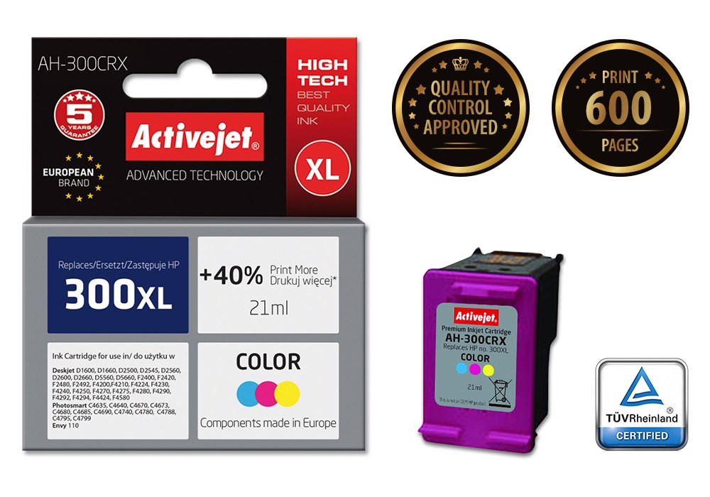 Activejet AH-300CRX Ink (replacement for HP 300XL CC644EE; Premium; 21 ml; color) Activejet AH-300CRX Ink (replacement for HP 300XL CC644EE; Premium; 21 ml; color)