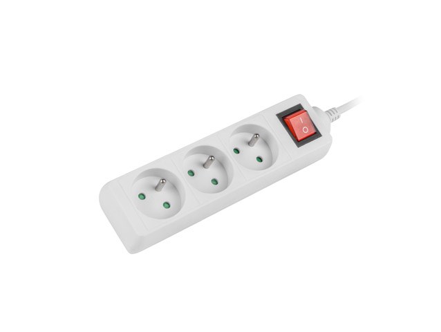 LANBERG POWER STRIP 3M WHITE, 3X 230V PL, WITH SWITCH LANBERG POWER STRIP 3M WHITE, 3X 230V PL, WITH SWITCH