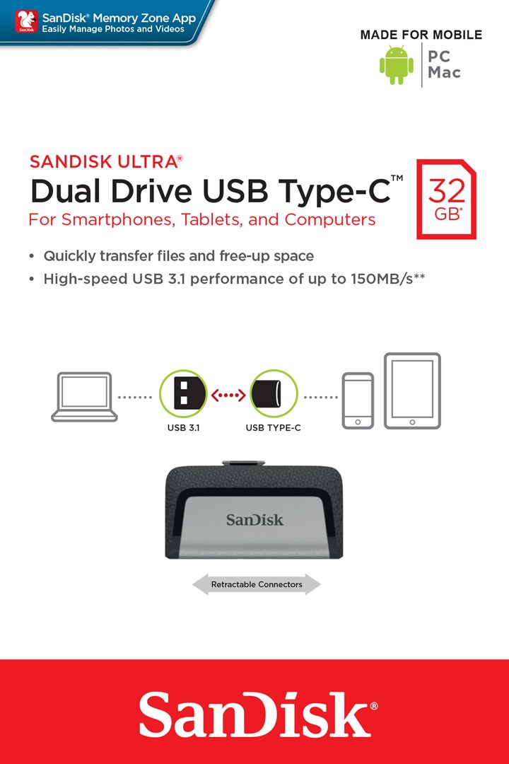 Sandisk Ultra Dual Drive USB Type-C USB flash drive 32 GB USB Type-A / USB Type-C 3.2 Gen 1 (3.1 Gen 1) Black,Silver Sandisk Ultra Dual Drive USB Type-C USB flash drive 32 GB USB Type-A / USB Type-C 3.2 Gen 1 (3.1 Gen 1) Black,Silver