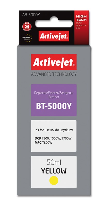 Activejet AB-5000Y Ink Bottle (replacement for Brother BT-5000Y; Supreme; 50 ml; yellow) Activejet AB-5000Y Ink Bottle (replacement for Brother BT-5000Y; Supreme; 50 ml; yellow)