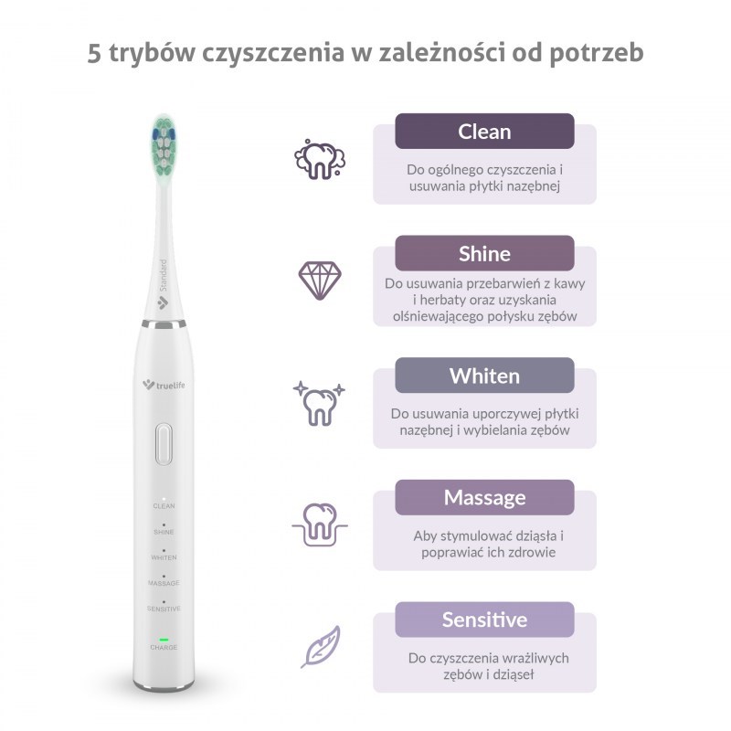фото Набір із 2-х електричних зубних щіток Truelife SonicBrush Clean30 Duo Black/White 2