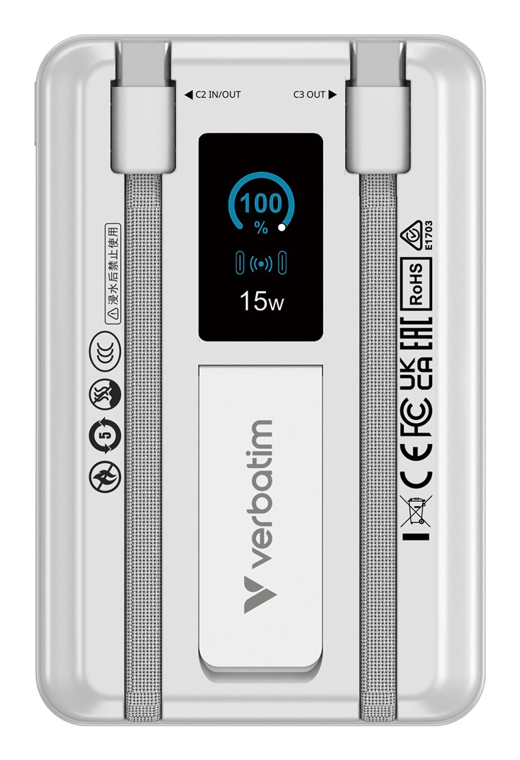 фото Зовнішній акумулятор (павербанк) Verbatim Charge n Go Two Cable 10000mAh Silver (32273) 1