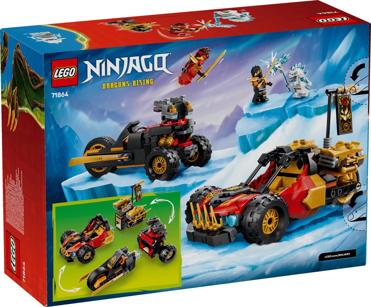 фото Блоковий конструктор LEGO Ninjago Комбіновані транспортні засоби Кая та Коула (71864) 1