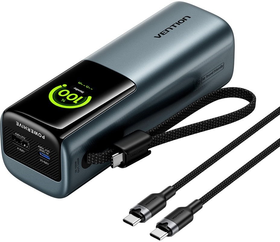 фото Зовнішній акумулятор (павербанк) Vention 27000 mAh 200W with Built-in USB-C Gray (FKGH0) 1