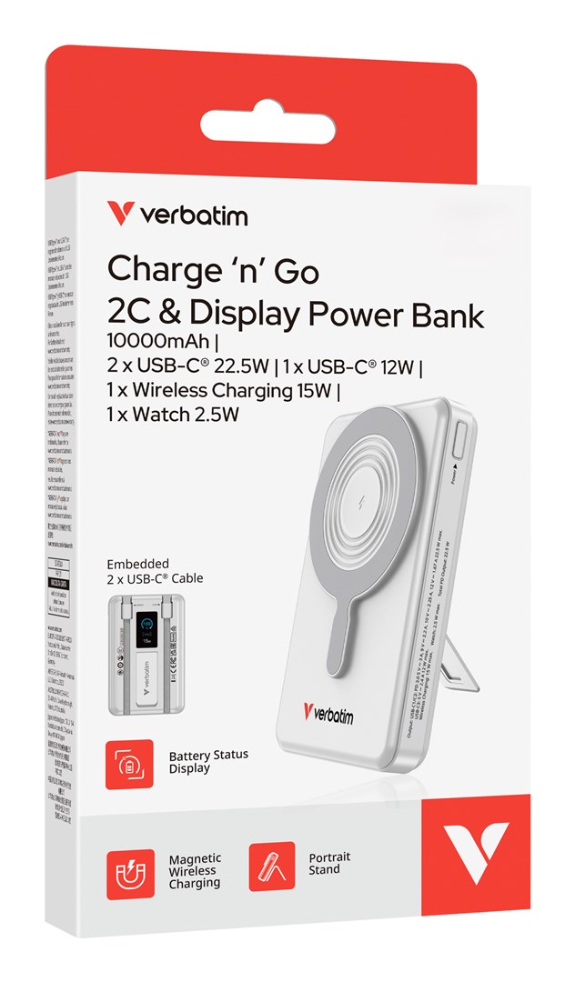 фото Зовнішній акумулятор (павербанк) Verbatim Charge n Go Two Cable 10000mAh Silver (32273) 3